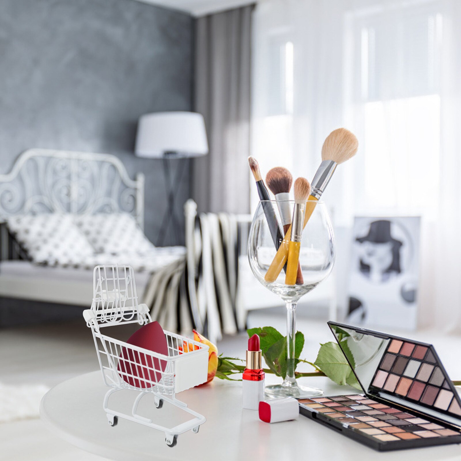 Mini Shopping Cart Decorative Mini Trolley Photography Props Metal Shopping Cart