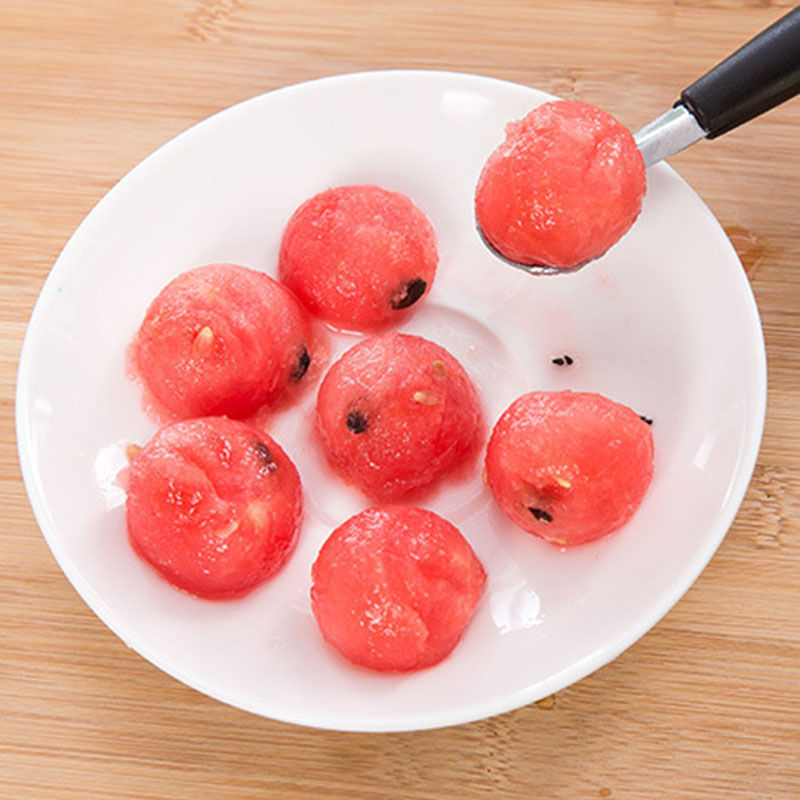 Rustfrit stål dobbelt dobbelt-ende melon baller scoop frugt ske is dessert sorbet køkkengrej scoop s