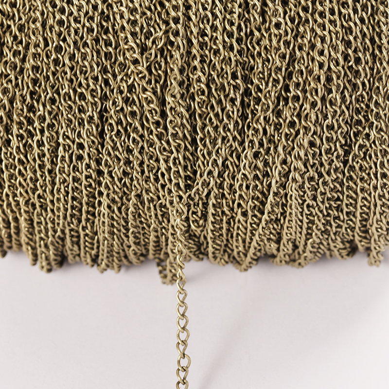 Cadena plana en forma de O de 2 metros, cadena de Metal fina extendida de 2,5/3,5/4,5mm, collar DIY, cadena para el cuerpo, accesorios de cadena para hacer joyas: L / Verde