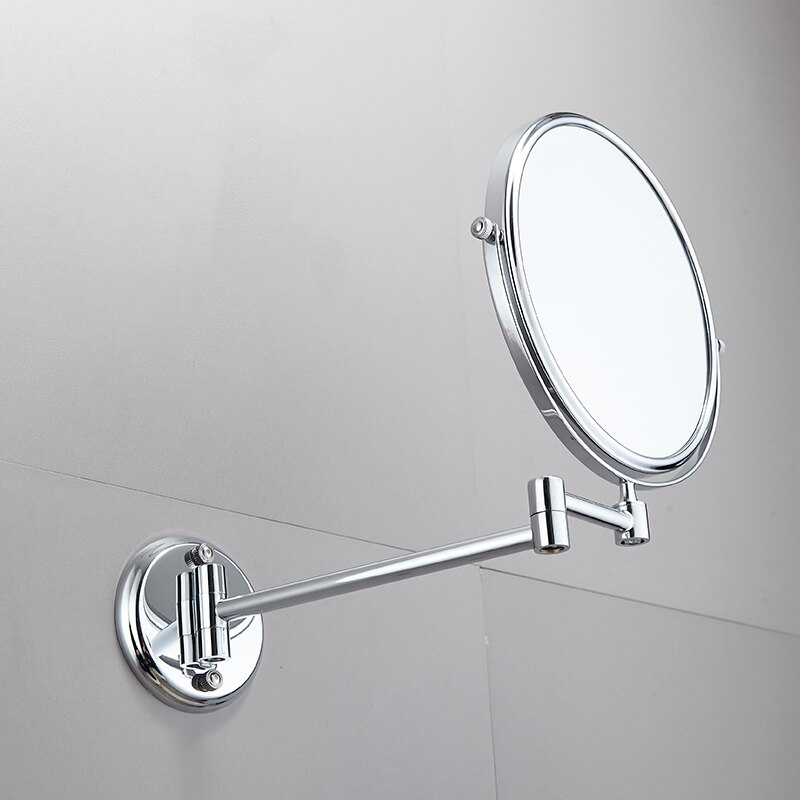 Wall Mirror Round Bathroom Makeup Mirror Stainless Steel Double Face Dressing Mirror Rotating Cosmetic Silver Make Up Tool