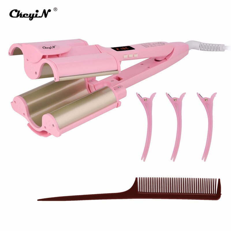 32mm Ceramic Three tube Hair curler Triple Barrel Deep Wave water ripple egg rolls hair curling iron Hair Styling tool P42