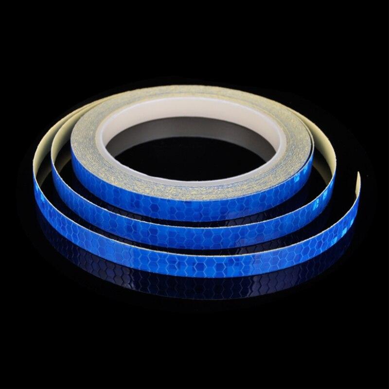 1cmx8m Bike Reflective Stickers Bicycle Adhesive Tape Roadway Safety Wheel Reflective Tape: Blue