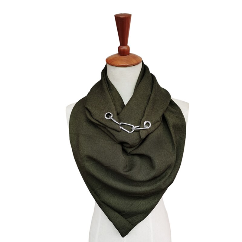 Echarpe kæde smykker halskæde massiv silke kvinder tørklæde kvindelige foulard vikler bløde poncho sjaler: Militærgrøn