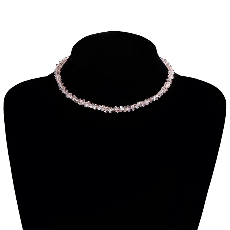 Gargantilla de cuentas irregulares de cristal de corte múltiple coreano para mujer, Collar de hueso Vintage transparente, joyería de cuello de: Cobalto violeta