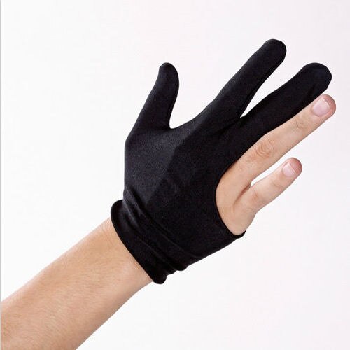 Black Cue Billiard Pool Shooters 3 Fingers Gloves