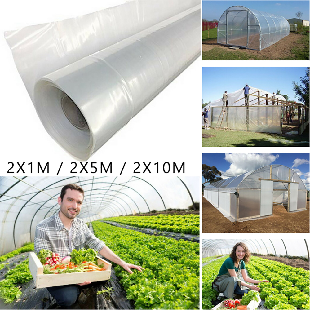 Película de plástico transparente para invernadero Polytunnel Poly House Cover varias longitudes 2*1m/2*5m/2*6m/2*8m/2*10m/2*15m