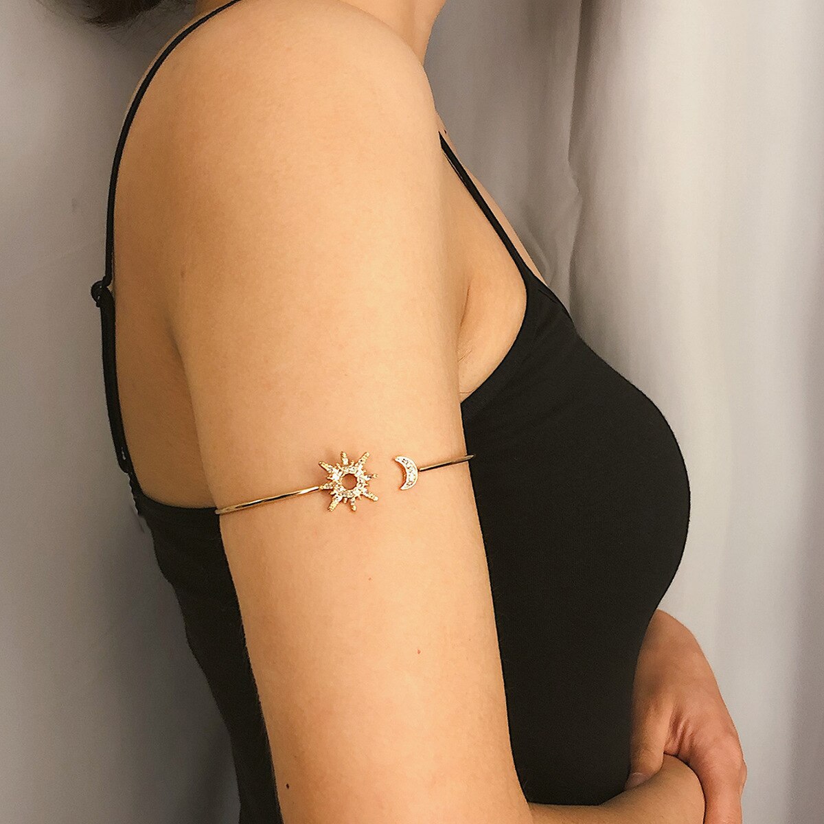 Youvanic boho åben krystal sol stjerne måne arm armring kvinder vintage guld manchet armbånd armbånd skinnende kvinde smykker 0116