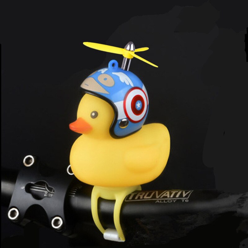 Funy Animal Bicycle Light Cartoon Little Yellow Duck Helmet Head Light Shining Duck Bicycle Bells Handlebar Bicycle Accessories: M