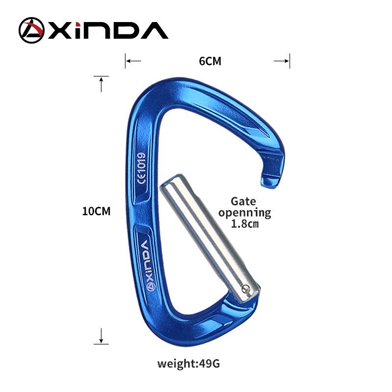 XINDA 25KN Rock Climbing Straight Quickdraw Spring-loaded Gate Aluminum Carabiner Outdoor Kits