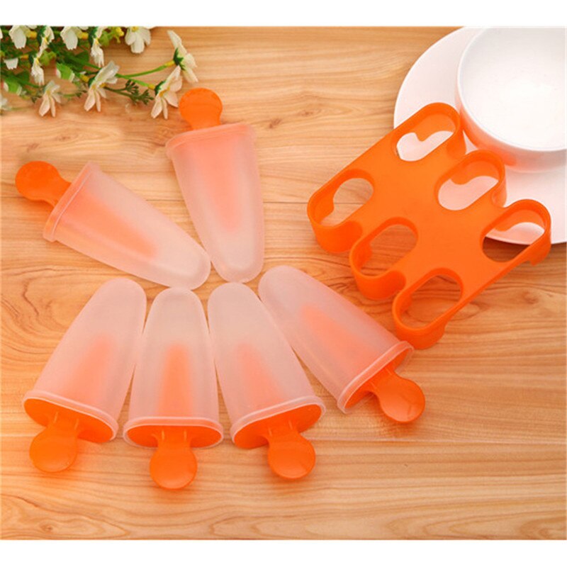 1 Set 6 Cells Popsicles Mold Plastic Frozen Ice Cream Mold Popsicle Maker Lolly Mould Tray Pan Maker Tool Cooking tools