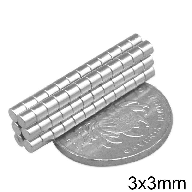 Imanes redondos de neodimio N35, imanes fuertes de 3x3mm, imanes pequeños de 3x3mm, redondos de neodimio, 50 ~ 3000 Uds.