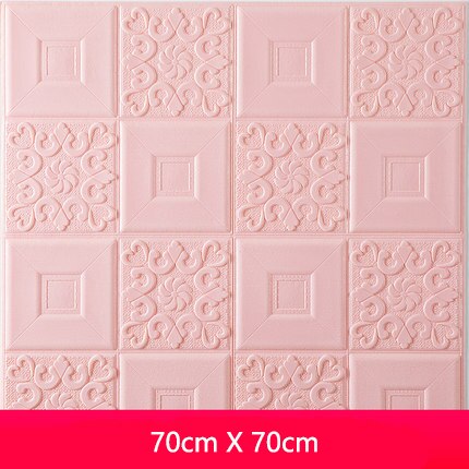 Waterdichte Zelfklevende 3D Stevige Muur Plafond Plafond Decoratieve Muur Schuim Baksteen Behang Vochtwerende Sticker: WHITE / 70cmx70cm 8pcs