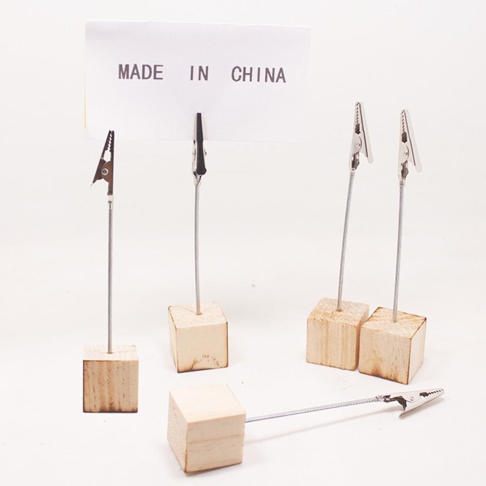 Soporte de madera para números de mesa, soporte para tarjetas con nombre y lugar, Clip para notas, fotos, papel, Clip para menú, 10 Uds.