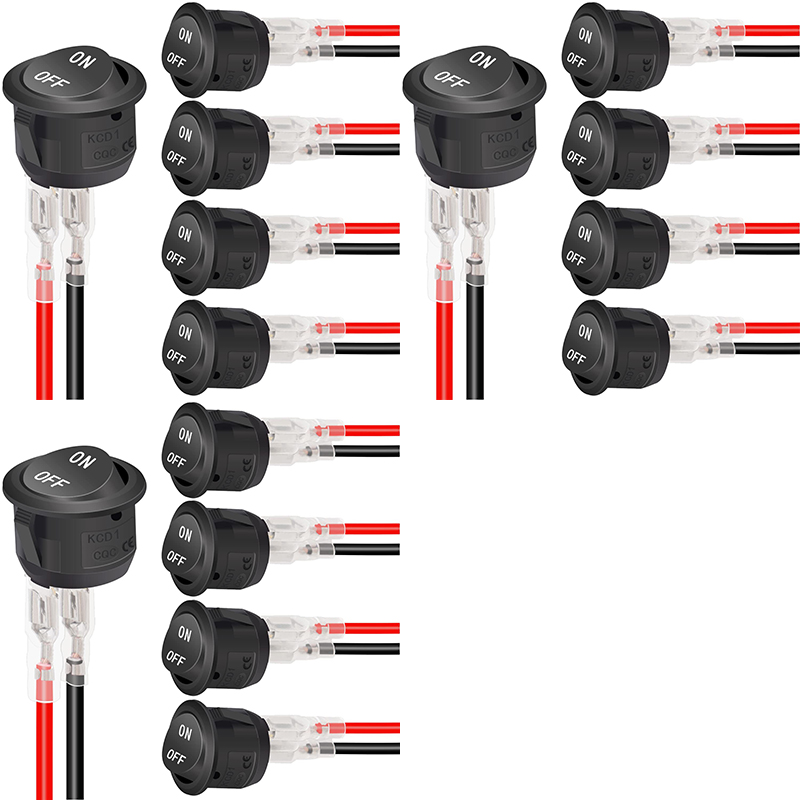 Interruptor basculante redondo de 12V CA 6A/250V 10A/125V SPST 2 pines 2 posiciones interruptor de palanca de encendido/apagado para coche barco automotriz RV negro: Azul