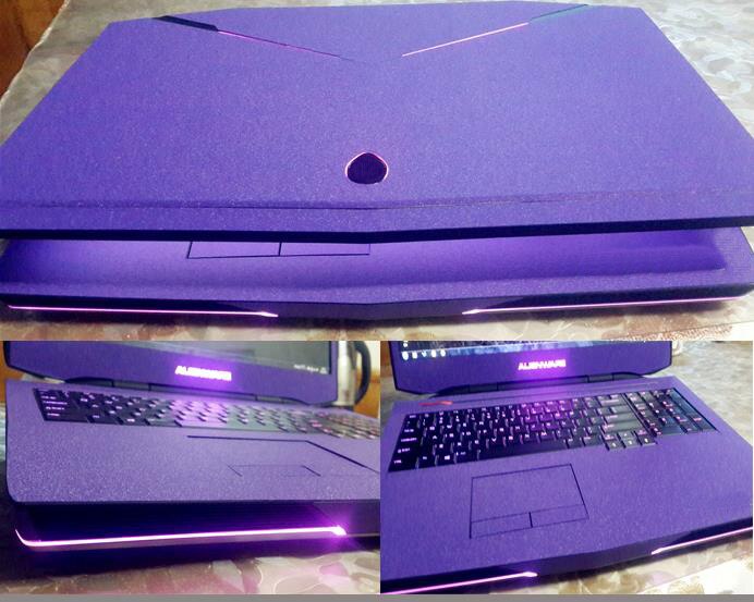 Kh laptop børstet glitter klistremerke skin cover protector for alienware 15 aw15 r 4 m15x r4 15.6 " utgivelse: Lilla glitter