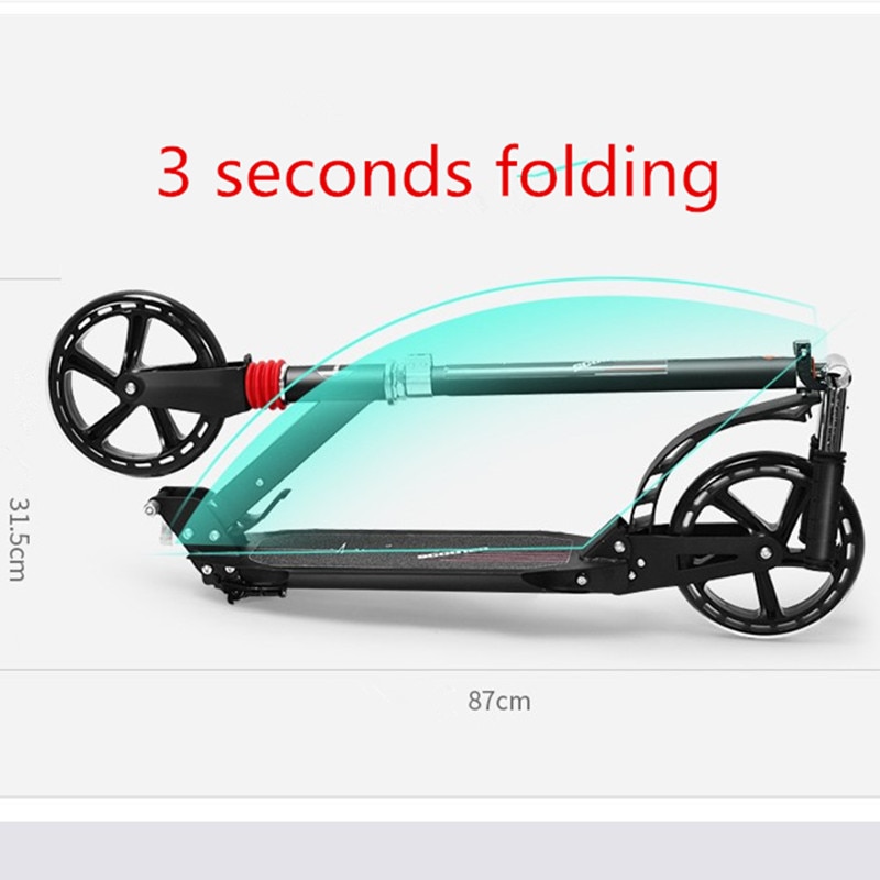 Adult Two-wheeled Scooter Foldable Adult Single Pedal Bike Handbrake Double Shock Absorption Urban Big Child Scooter