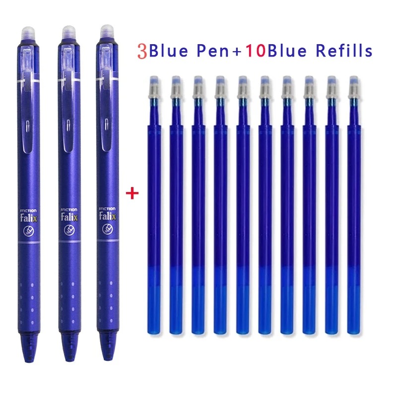 0,5mm retractable erasable gel pens with refills, black/blue gel ink, built-in eraser, office supplies, exam stationery: Light grey