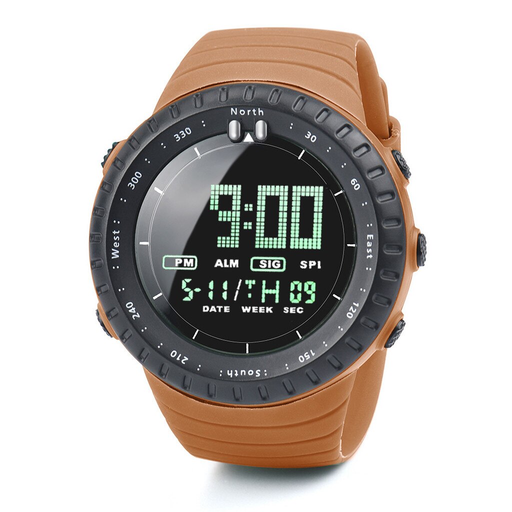 Sport Mannen Digitale Horloges Led Display Digitale Kalender Horloge Voor Mannen Elektronische Outdoor Multifunctionele Horloges Montre Homme: Orange