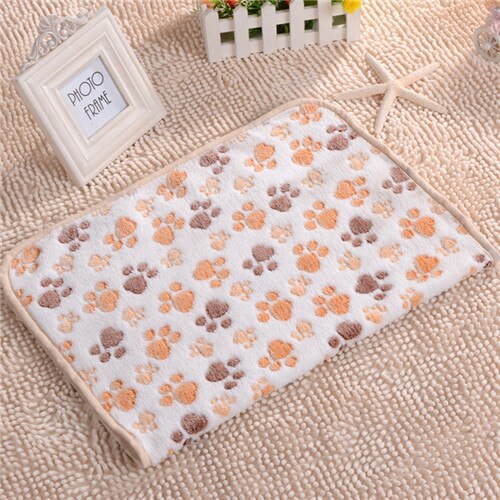 Bonita funda de cama para mascota cálida, pequeña, mediana y grande, pata de toalla, estampado artesanal, gato, vellón para perros, manta suave, suministros de invierno para animales: beige / 76 x 52 cm