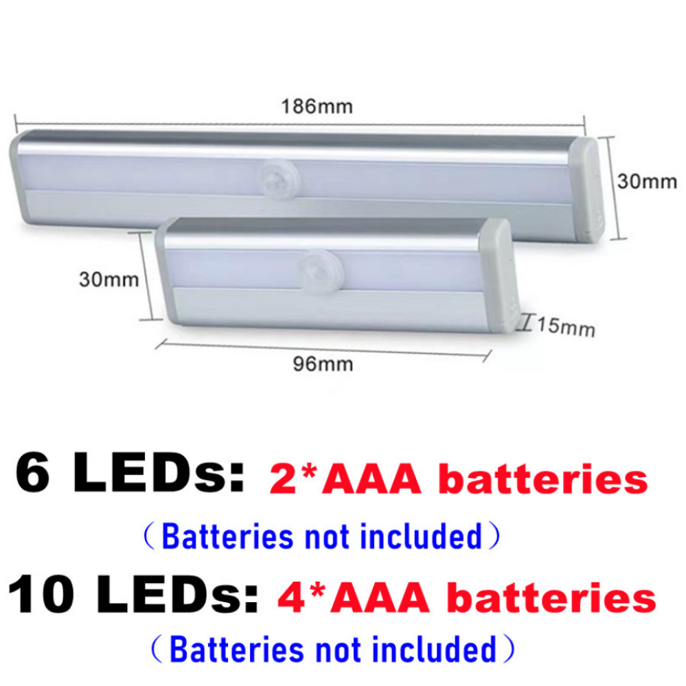 Luz LED con Sensor de movimiento PIR para armario, luces de armario con Sensor automático, lámpara de luz nocturna para cajón, lámpara de interior, 6/10 LED