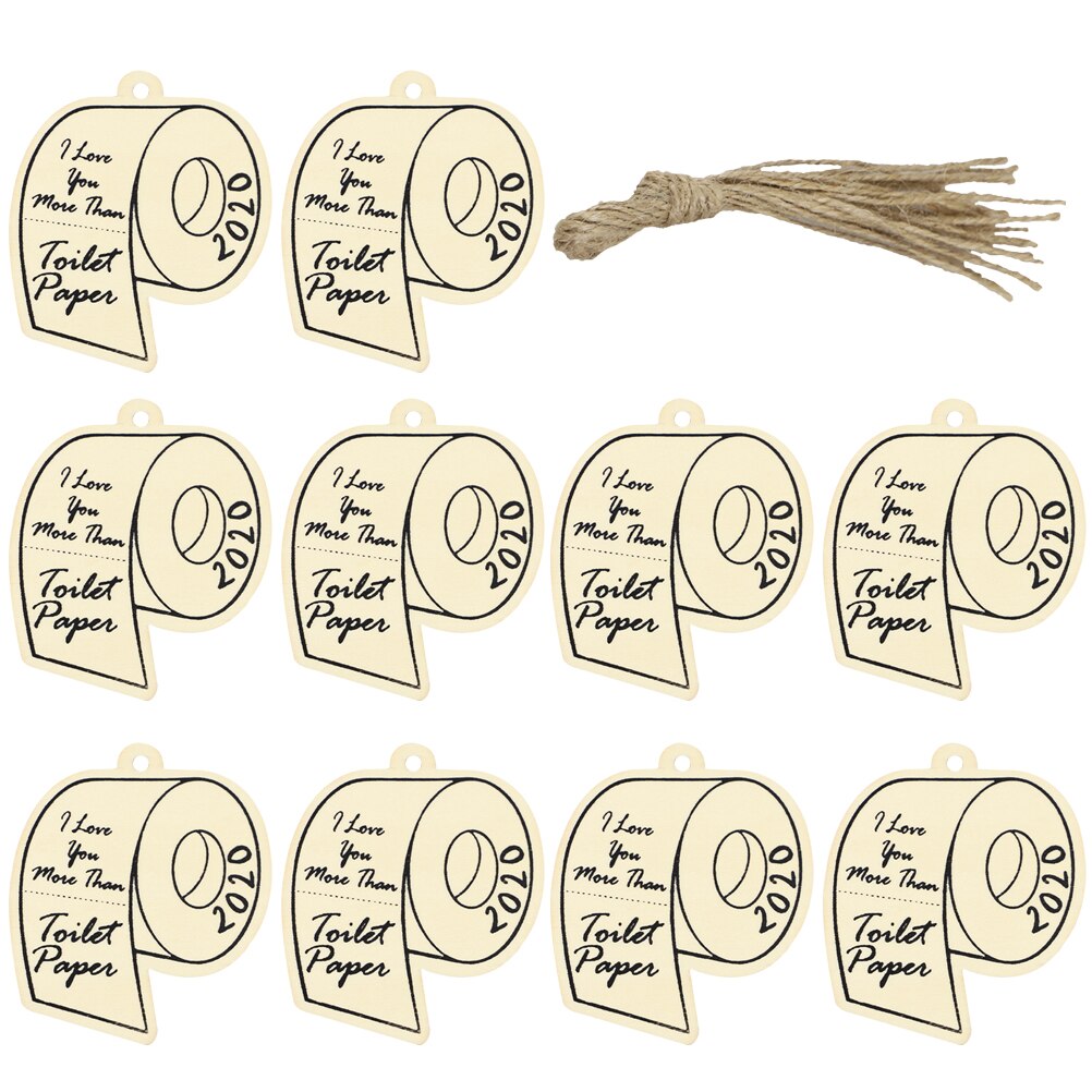 10pcs Commemorative Toilet Paper Ornaments Home Wooden Hanging Adornments