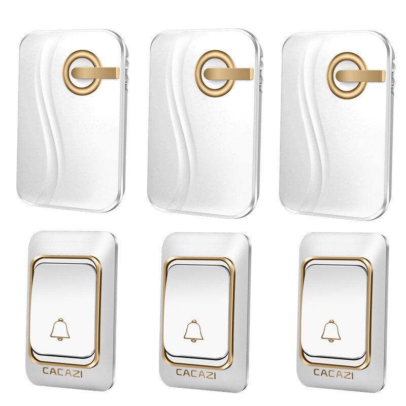 Wireless Doorbell Kit – 300m Range, 36 Chimes, Waterproof Button – Black, Modern Style
