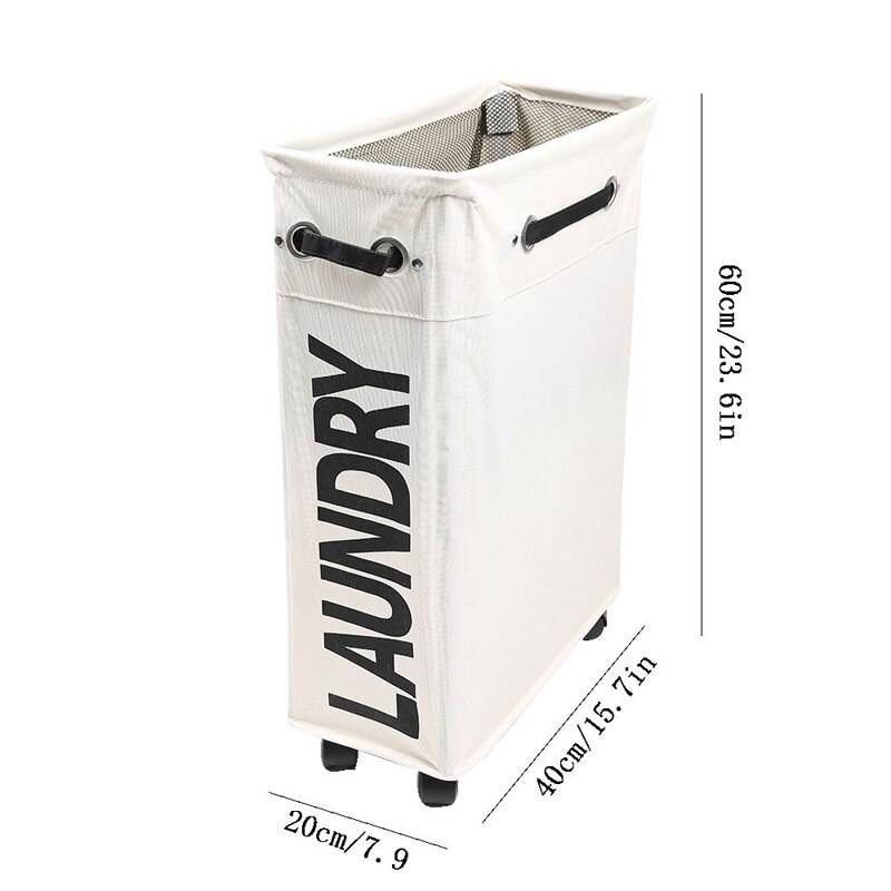 Foldable Laundry Basket Organizer With Wheels Waterproof Organizer Dirty Clothes Toys Basket Large Capacity Slim Laundry Hamper: white