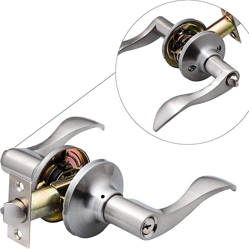 Round Door Knobs Rotation Lock Knobset Stainless Steel Handle Door Knob With Key For Bedrooms Living Rooms Bathrooms