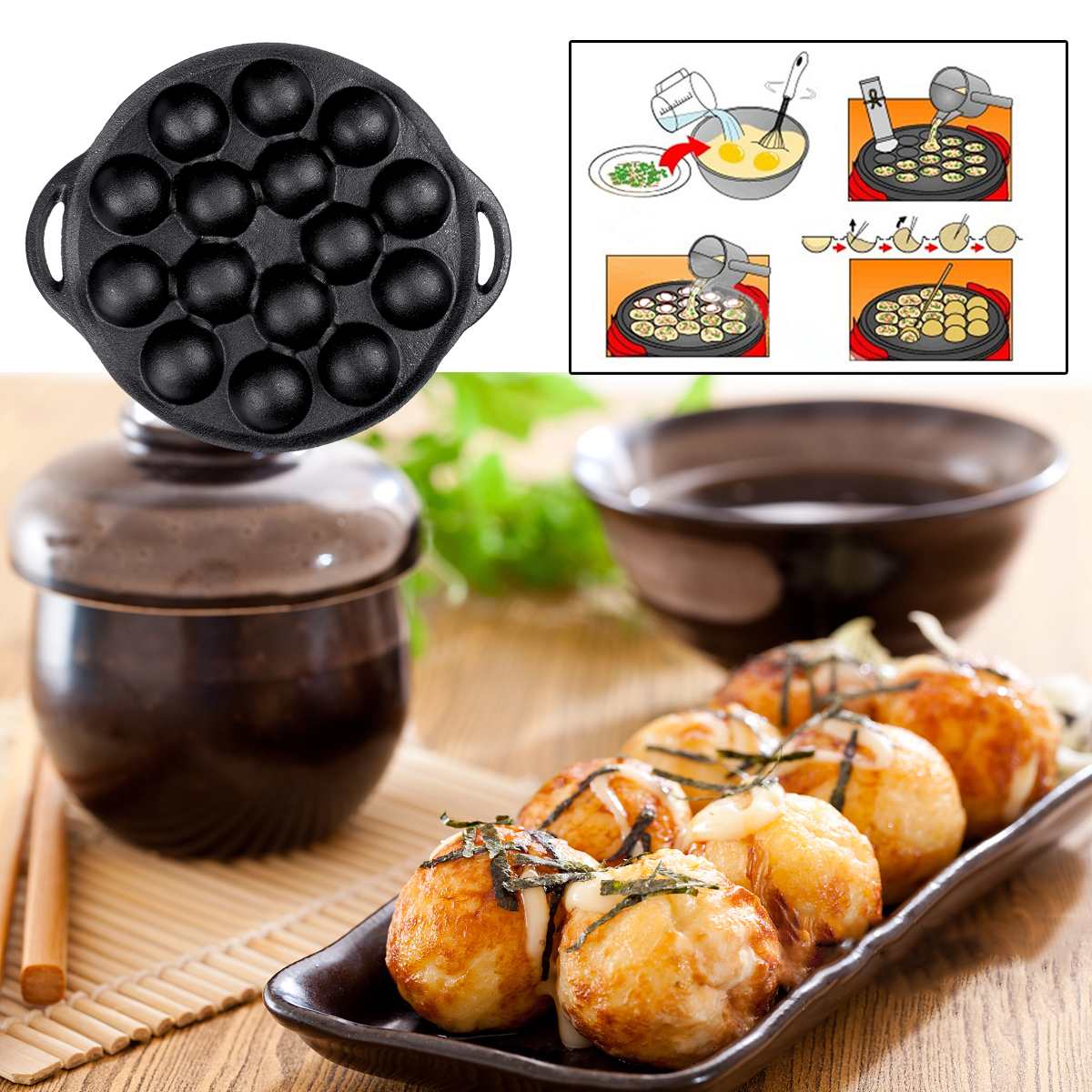 18 Holes Octopus Balls Maker Takoyaki Baking Pan Electric Taiyaki Machine Grill Japanese Cake Oven Meat Ball Maker Plate Machine