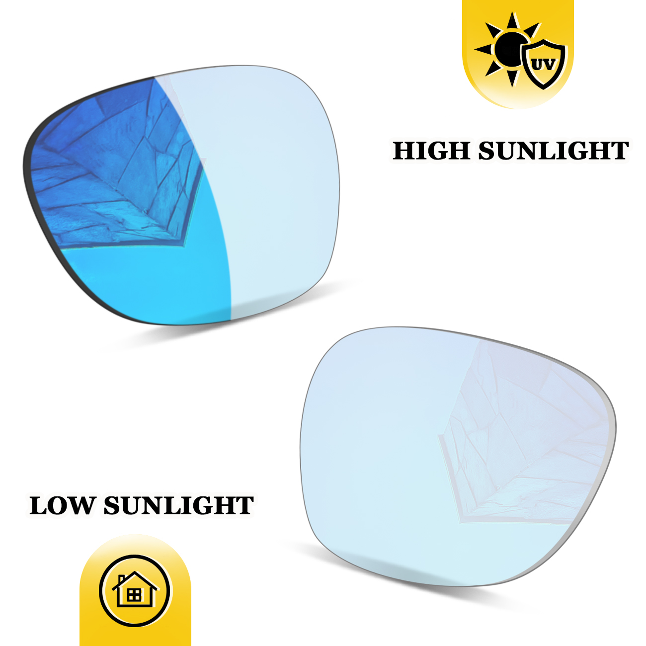 Fotochromatische premium vervangingslenzen voor meta wayfarer (gen 1) rw4006 ( gen 2) rw4012 50mm ai-brillen – niet-gepolariseerd): Meerblauw