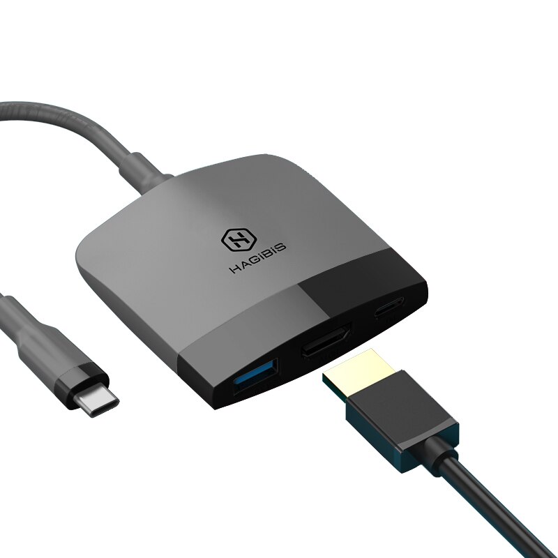 Hagibis bærbar switch dock for nintendo switch tv adapter docking station accessories lade dock for ns switch host: Grå med hdmi-kabel