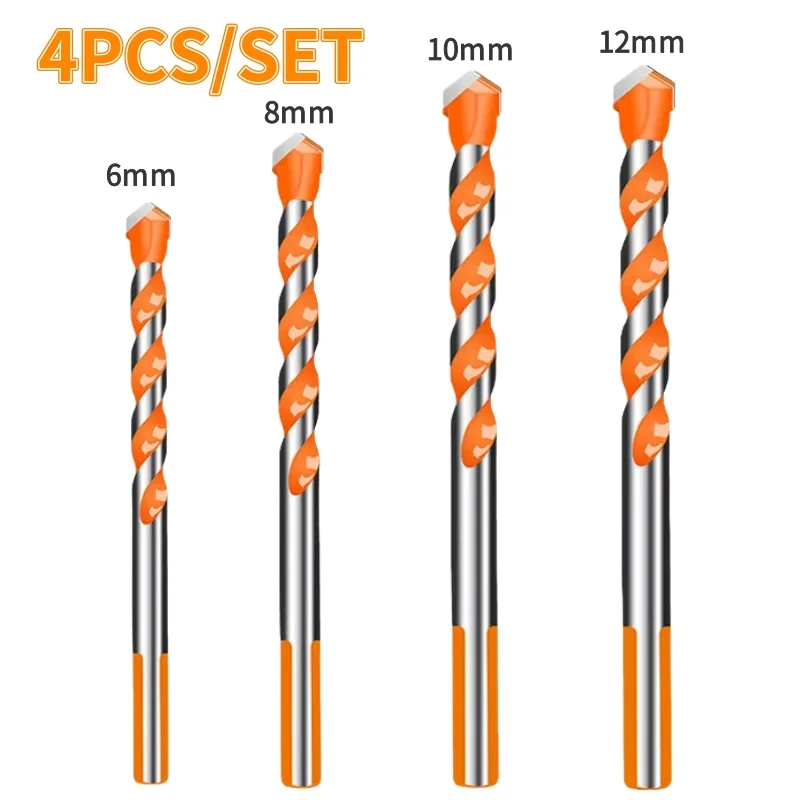 Tungsten Carbide Masonry Drill Bit Set for Metal Steel Porcelain Ceramic Tile Concrete Brick Wood 3-12mm Drilling Tools: Gold