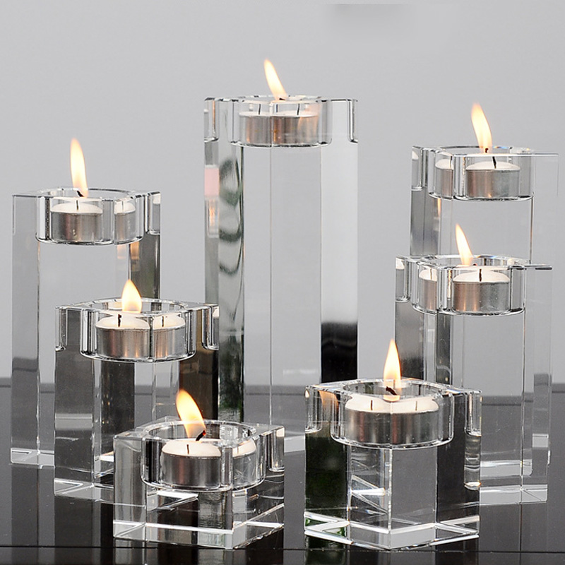 Crystal Candle Holders Clear Romantic Candle Holders Tealight Candlestick Wedding Decorations Home Party Desktop Candlestick
