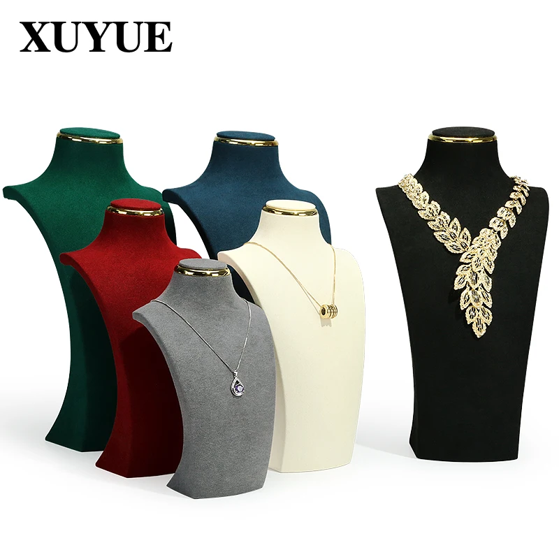 Halskæde display stand metal microfiber vindue model hals display stand vedhæng hængende hals hals hylde ny