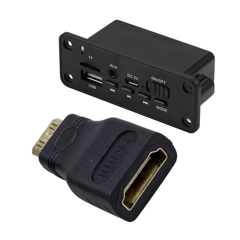 1 Pcs Mini HDMI Port To A Standard HDMI Cable Adapter &amp;amp; 1 Pcs Bluetooth 5.0 MP3 Decoder Board: Default Title