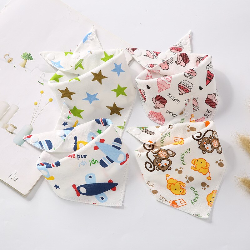 30 Stks/partij Biologisch Katoen Dubbele Lagen Kids Slabbers Handdoek Bandana Driehoek Burp Speeksel Baby Peuter Bandana