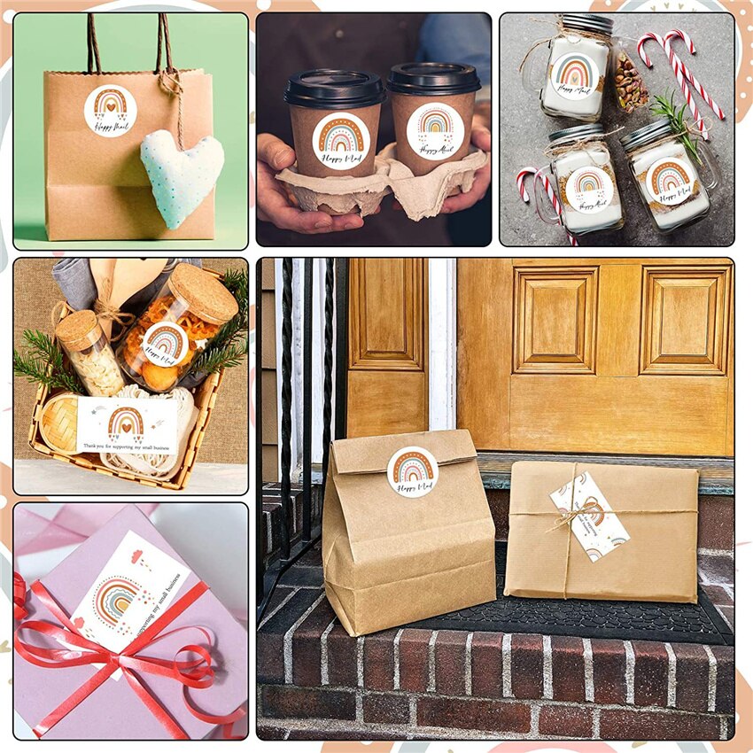 Rainbow Thank You Card For Supporting My Small Business Happy mail Thank You sticker Labels for Birth days Christmas decor