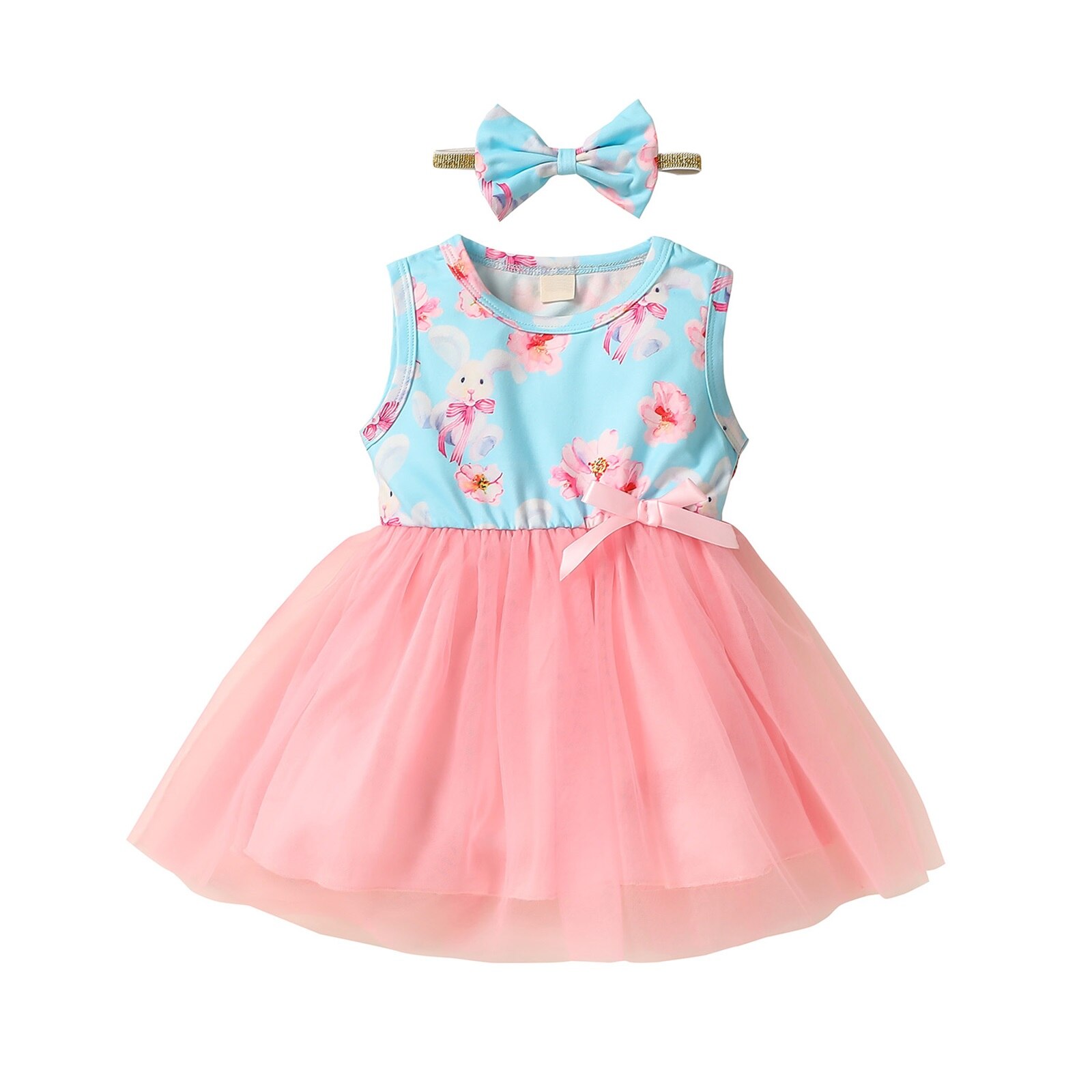 Baby Girls Teal Soft Tulle Ruffle Easter dress 6M-24M