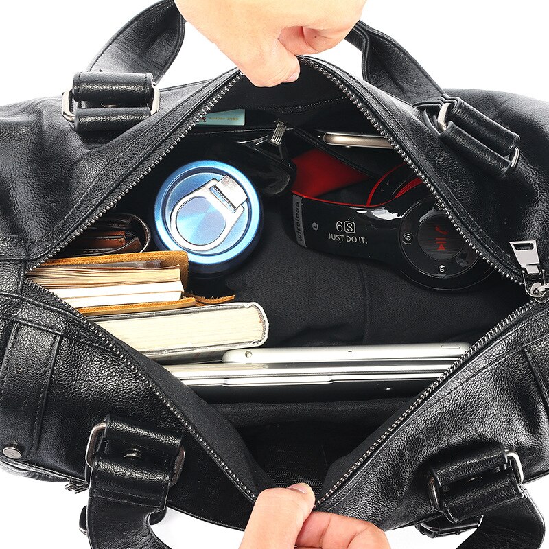 Luxury Brand Men Travel Bag Leather Casual Male Laptop Handbag Vintage Shoulder Bag Men Tote Messenger Luggage Duffel Travel Bag