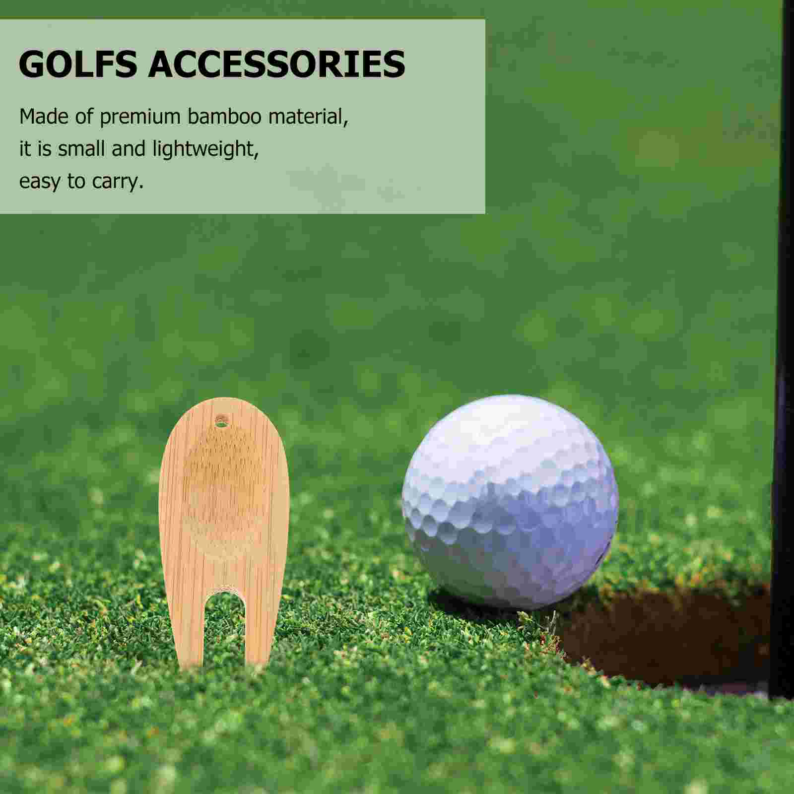15Pcs Portable Golfs Divot Tools Fairway Repairing Tools Bamboo Golfs Forks (Khaki)