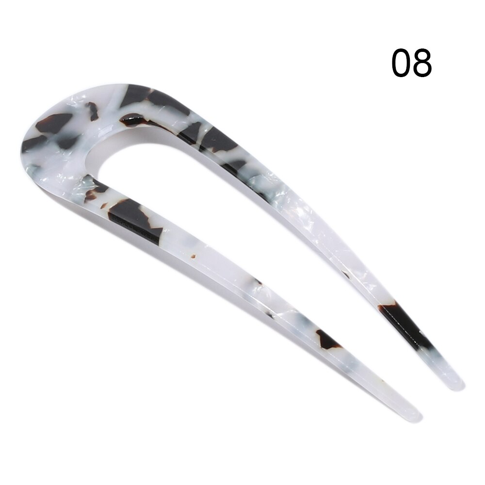 Retro U Shape Hair Clips Tortoise Shell U Sticks Pins Women Girls Hair Pin Stick Hair Fork Hairstyle Accessories: A8