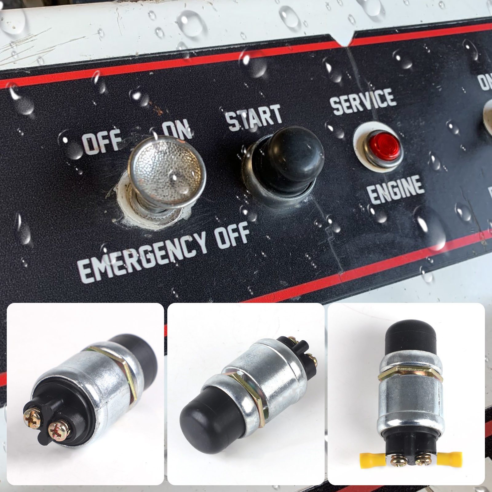 12V-24V 60A Push Button Ignition Start Switch Waterproof Push Button Starter Switch With 2 Terminals for Auto Truck Boat Marine