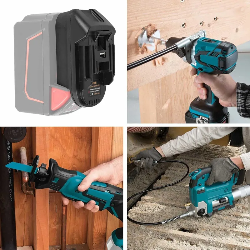 Adapteri milwaukee/dewalt/makita -työkaluille 18v bl1830 bl1840 bl1850 bl1860 dm18m sähkötyökalun lisävarustetta  dm18m akkusovitinta muunnin