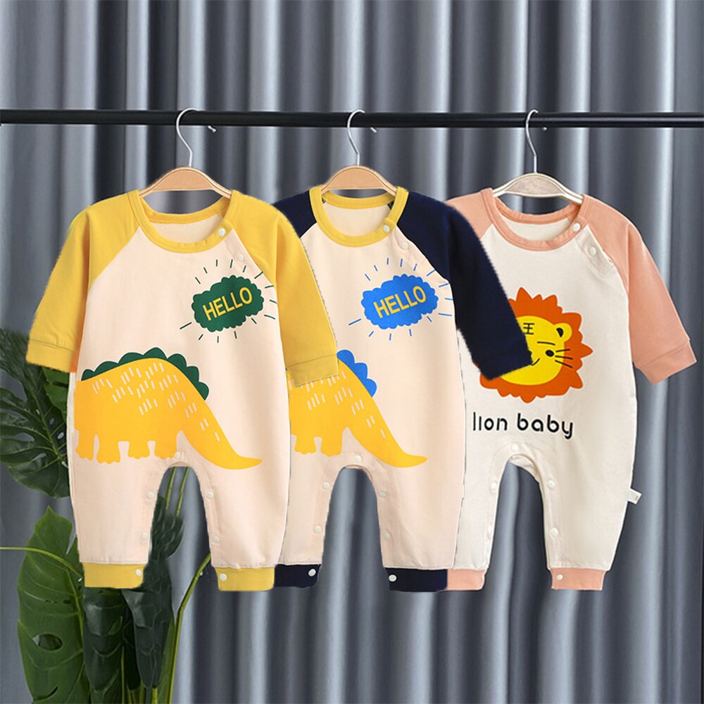 Baby Romper Herfst Leeftijd 0-15M Cartoon Dinosaur Lion Print Jumpsuit Voor Pasgeboren Baby Kleding Baby jongen Meisjes Kleding