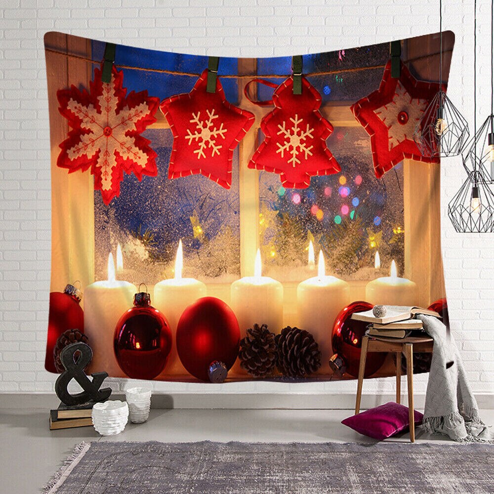 Digital Print Christmas Landscape Theme Picture Tapestry Background Wall Decoration Blanket Multi-Function Home Hotel Travel: G