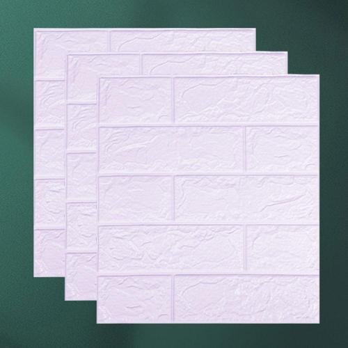 10Pcs 3D Brick Wall Sticker Waterproof Self-Adhesive Easy to Clean XPE 3D Brick Background Wall Sticker DIY Wallpapers: Light Purple