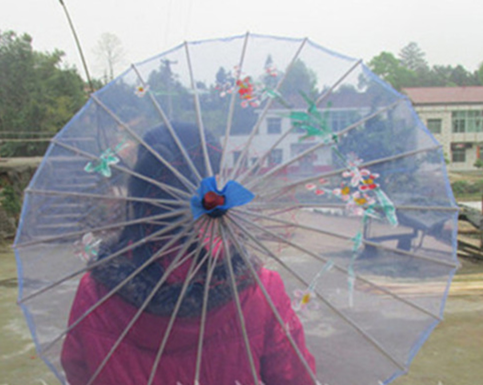 Dance Umbrella rain women Prop Oiled Paper Decoration Umbrella Transparent Silk Umbrella paraguas inverso pederneira Chinese: Navy Blue