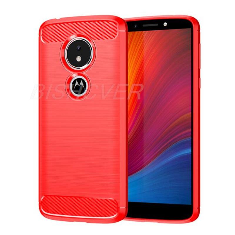 Motorola moto  g7 e5 plus hoesje van geborsteld koolstofvezel siliconen, schokbestendig, voor moto  z2 force  z3 z4 play, inclusief magnetische standaard.