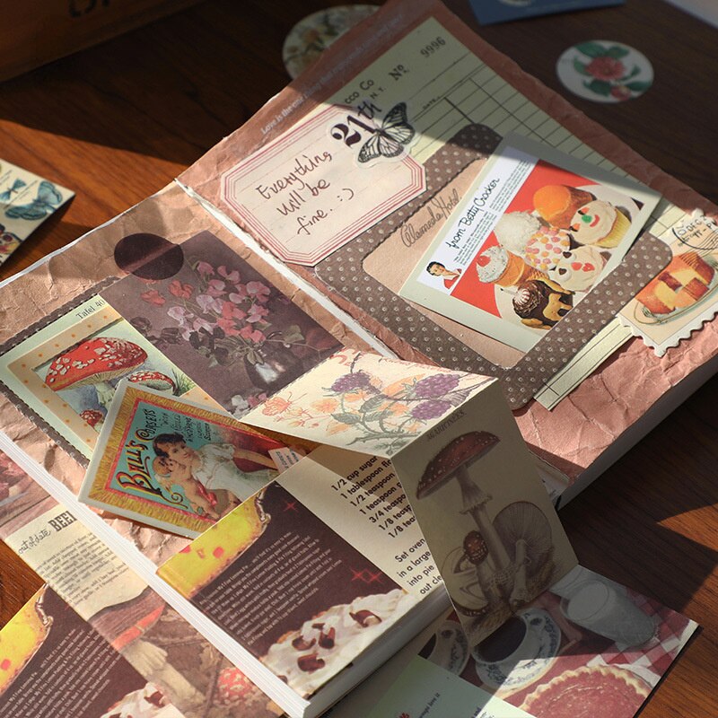 2022 Journal Diary Notebook Set 155pcs Retro Scrapbooking Sticker A6 Planner DIY Material Paper Girlfriend