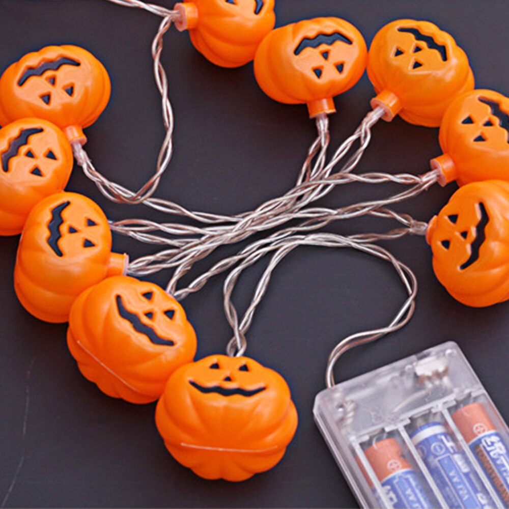 10 led halloween pompoen spin vleermuis schedel lichtsnoer lamp diy hangende horror halloween decoratie voor thuis feestbenodigdheden